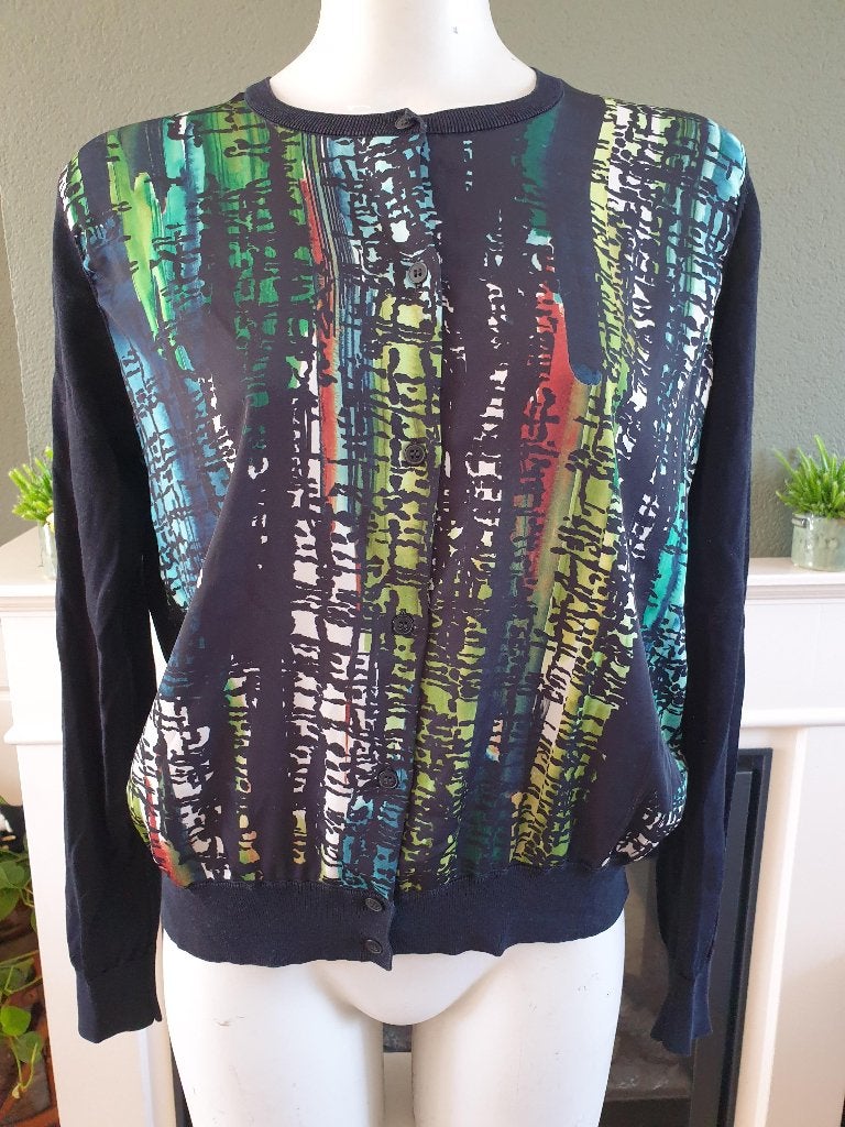 COS mooie zwart groene print vest vestje M 38 40, Maat 38/40 (M), COS, Verzenden, Zwart