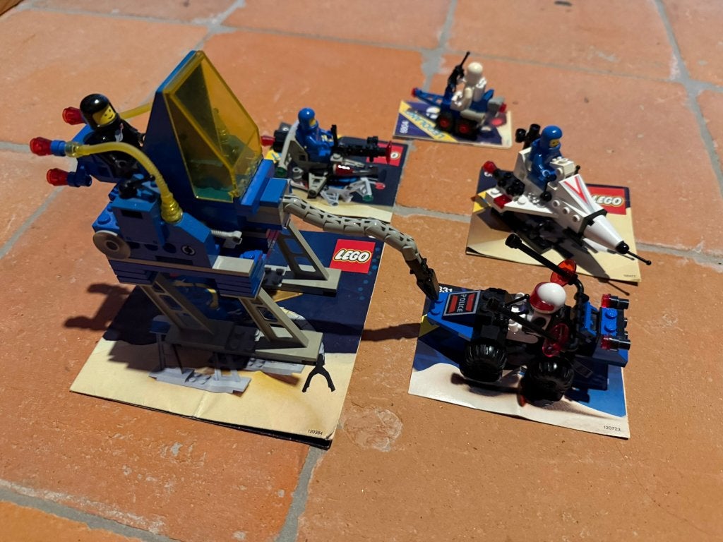 Vijf complete vintage LEGO Space-sets, originele instructies, Gebruikt, Lego, Ophalen of Verzenden, Compleet