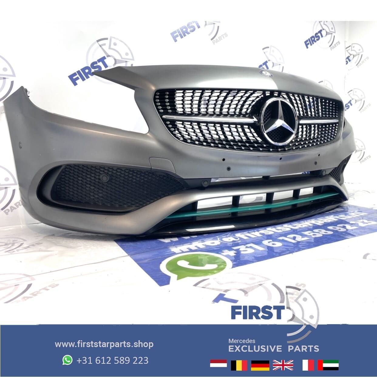 W176 AMG PETRONAS EDITION VOORBUMPER Mercedes A Klasse GRIJS, Gebruikt, -, Voor, Ophalen of Verzenden