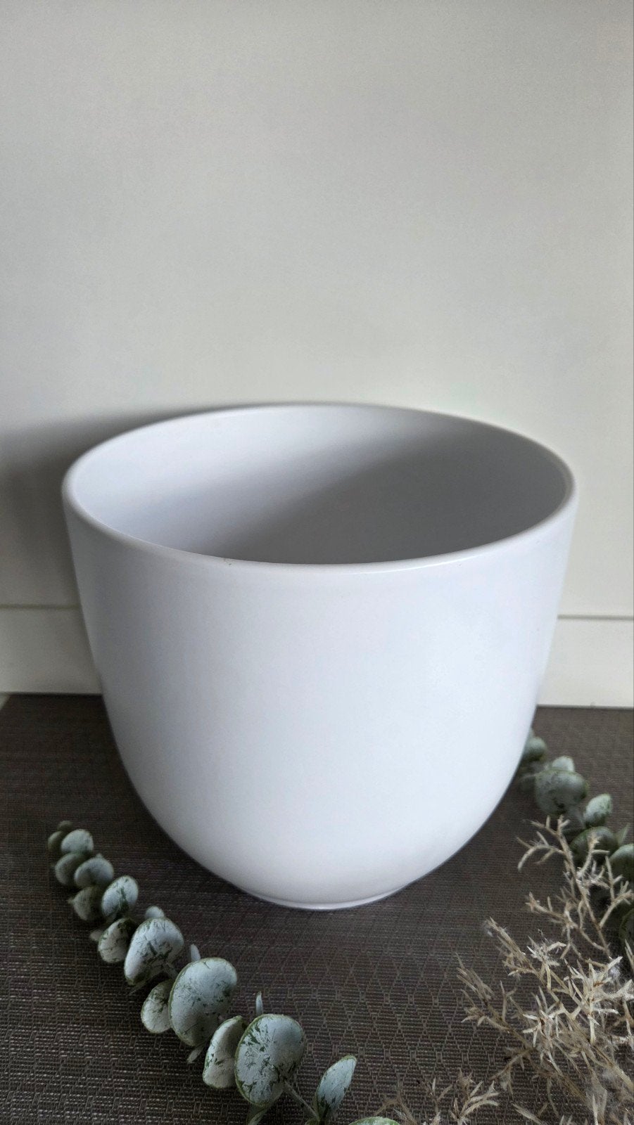 Middelgrote keramische bloempot wit H:20cm B:22,5cm, Ophalen, Rond, Binnen, Aardewerk