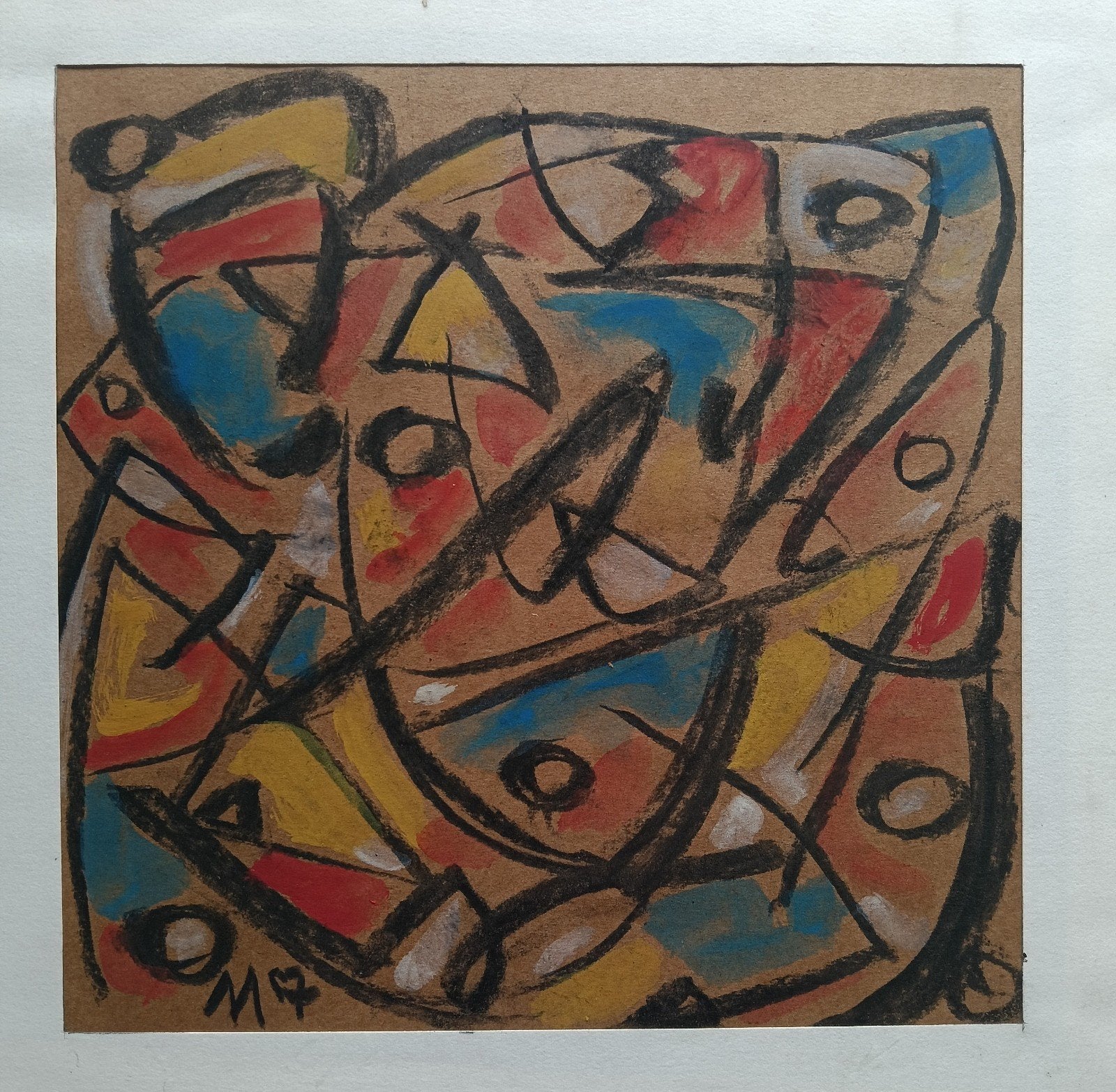 Abstracte compositie - CoBrA expressionistisch  1957 gesign, Ophalen of Verzenden, Expressionistisch