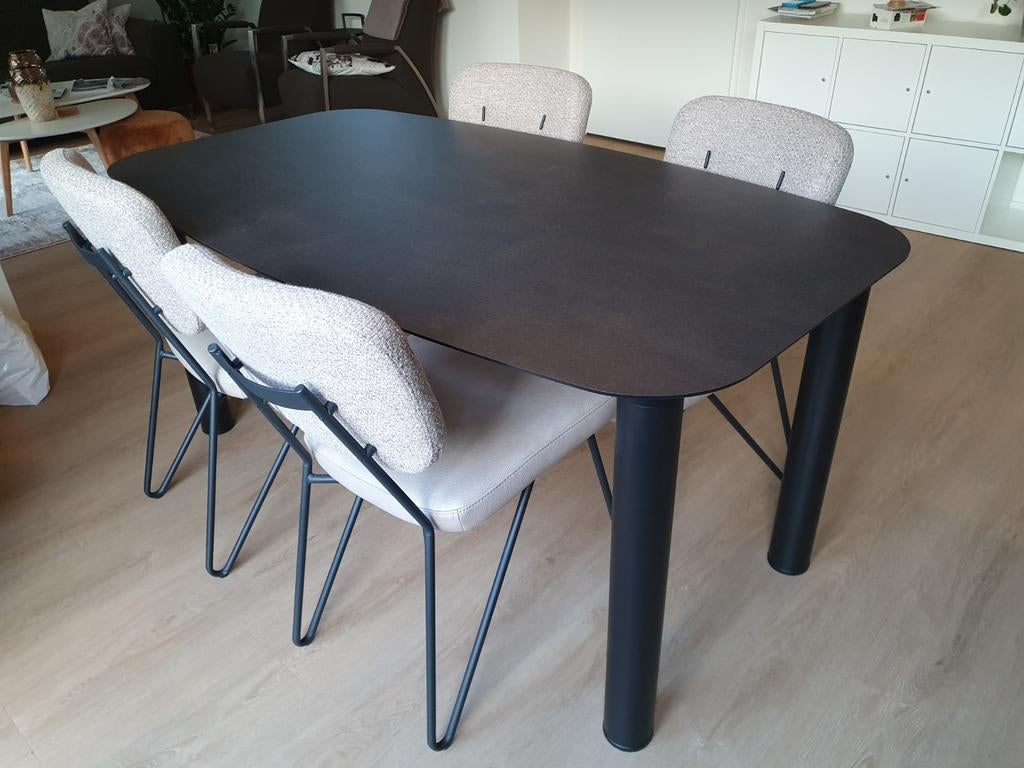 Moderne eettafel - HPL blad anthraciet, Huis en Inrichting, Tafels | Eettafels, Ophalen, Overige materialen, Nieuw, 50 tot 100 cm