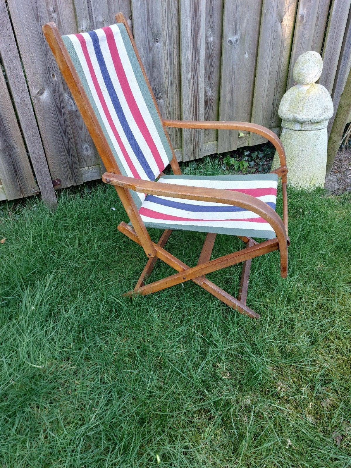 Vintage 1960's houten klap tuin stoel, Ophalen of Verzenden