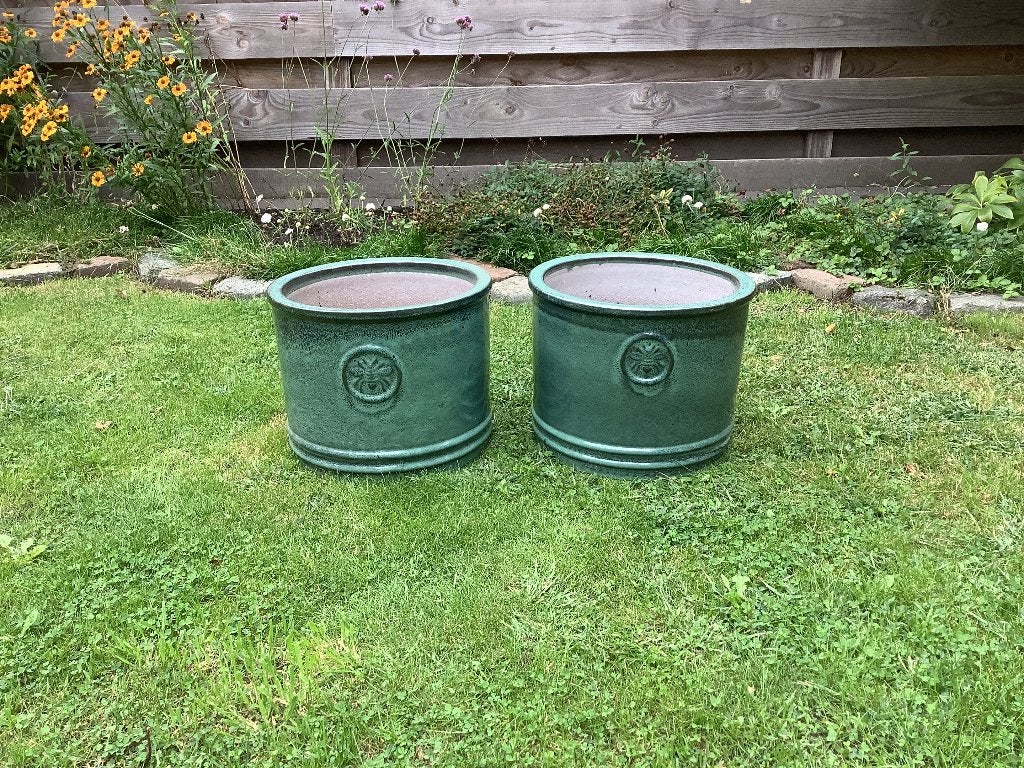 Bloempot NIEUW aqua groen 36cm 2 stuks, Rond, Nieuw, Minder dan 40 cm, Aardewerk