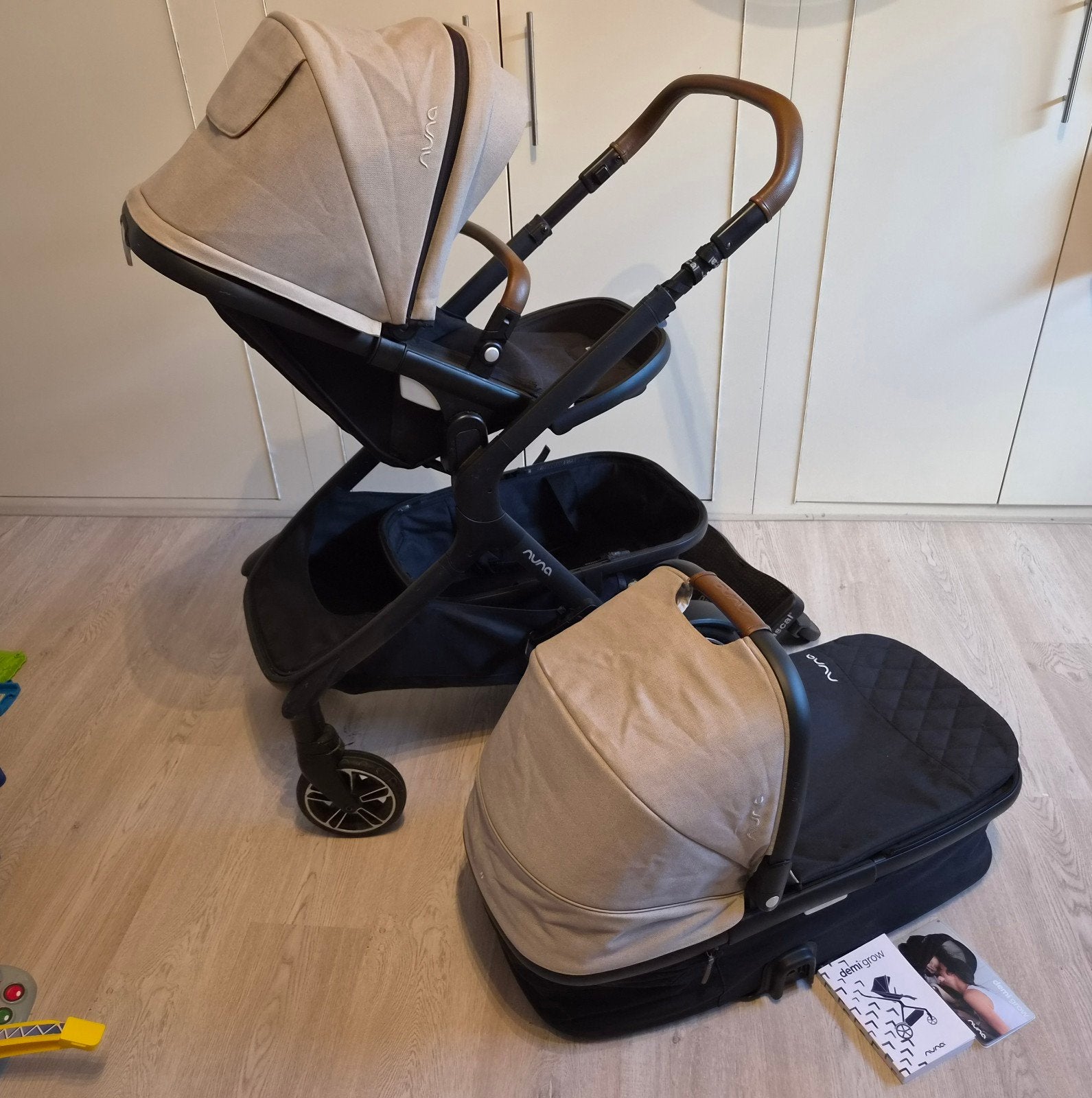Nuna Demi Grow Timber kinderwagen met accessoires, Gebruikt, Combiwagen, Duowagen, Ophalen