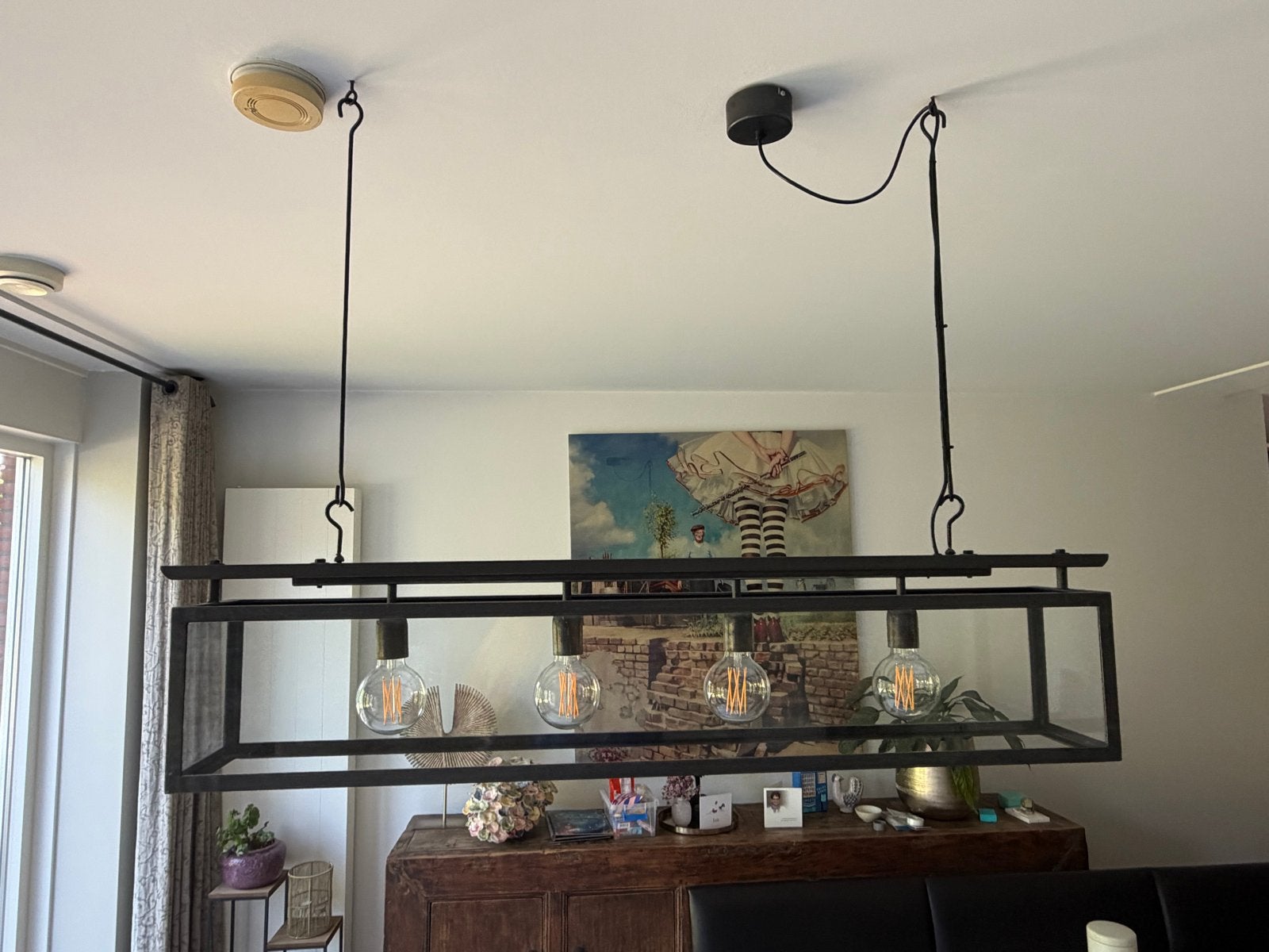 Luxe metalen lamp met glas van Bart van Bekhoven Artistiek, Ophalen of Verzenden, Gebruikt, Metaal, 75 cm of meer