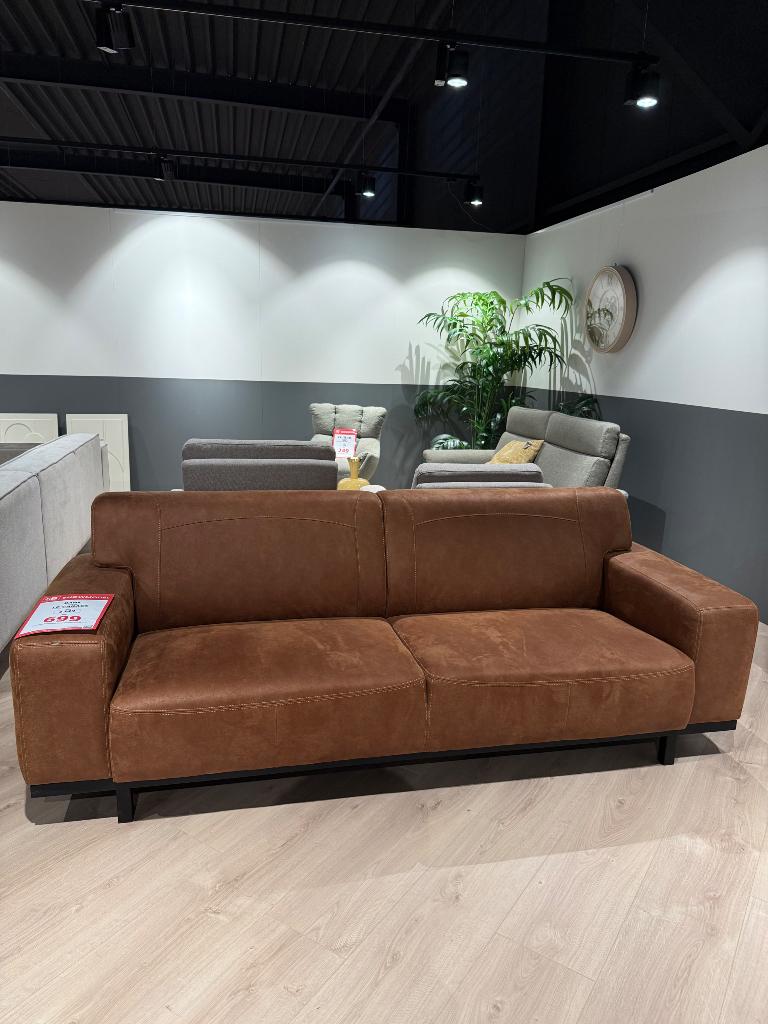 3-zitsbank Le Garage – Cognac – Showmodel, Ophalen, Nieuw, 75 tot 100 cm, Stof