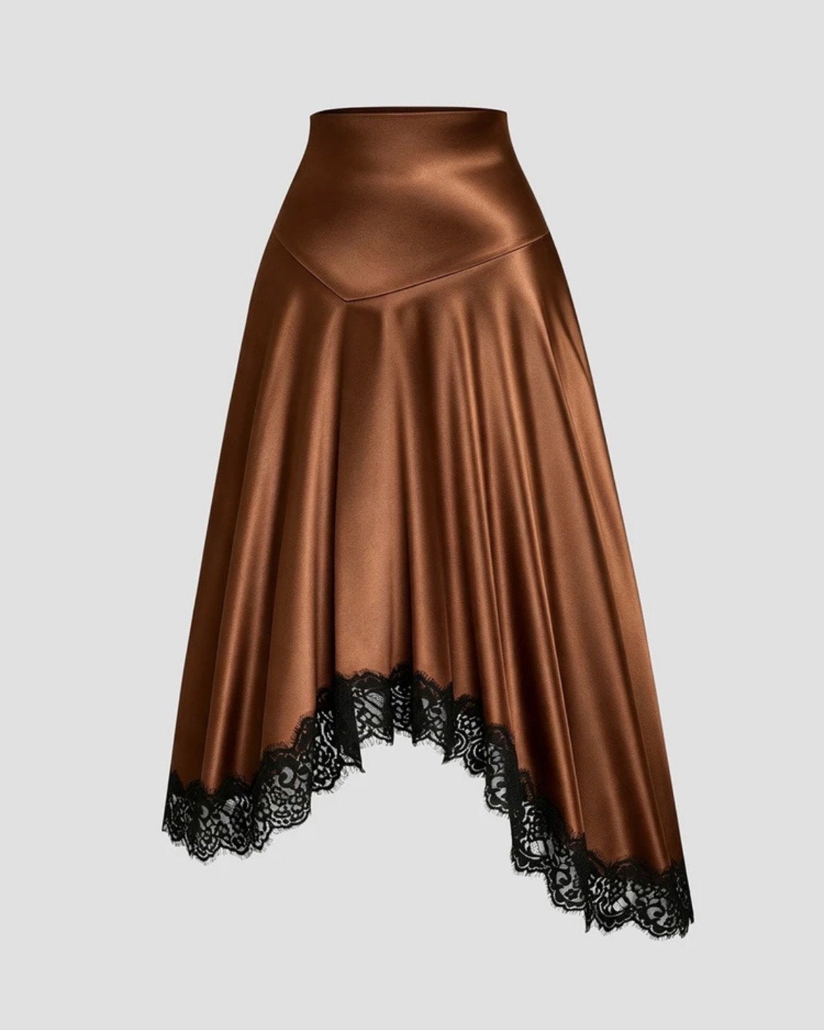 asymmetrische rok met kanten rand (44-52), Verzenden, Nieuw, Bruin, Rok