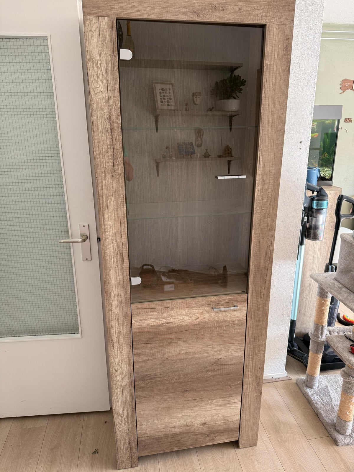 Vitrinekast lichthout - H192 x B70 x D37 cm, Ophalen, Gebruikt, 50 tot 100 cm, 150 tot 200 cm