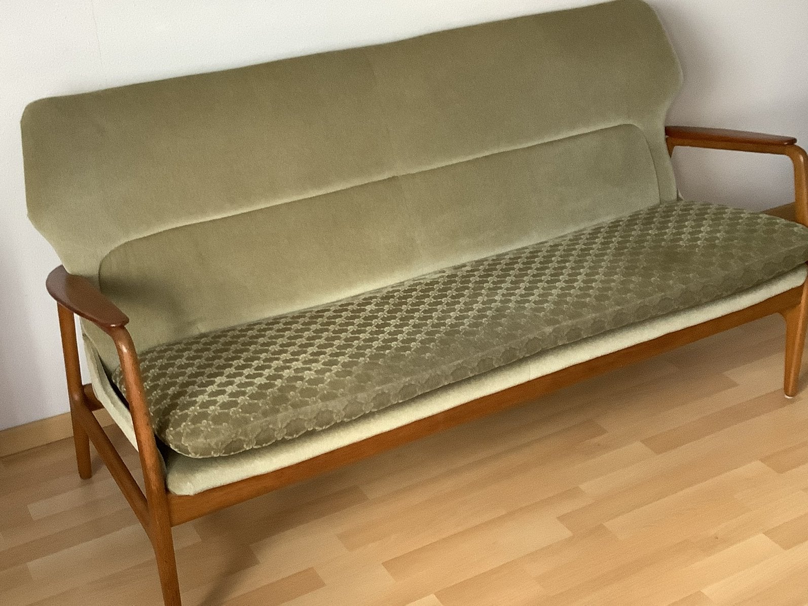 vintage teak eiken driezits bank Bovenkamp Madsen uit 1964, Ophalen, Vintage deens design mid century, Minder dan 75 cm, 150 tot 200 cm