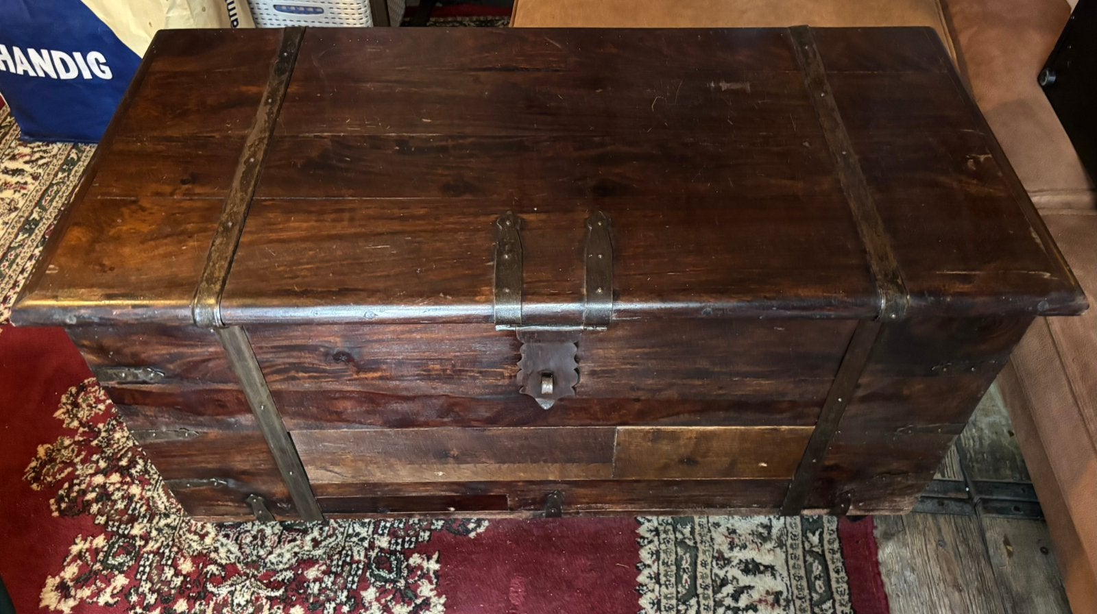 Vintage opbergkist bruin, Huis en Inrichting, Kasten | Dressoirs, Gebruikt, Met klep(pen), Vintage, 50 tot 100 cm
