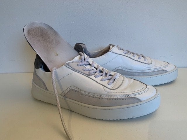 Filling Pieces leer leren sneakers gympen wit grijs taupe 40, Filling Pieces, Verzenden, Wit, Sneakers of Gympen