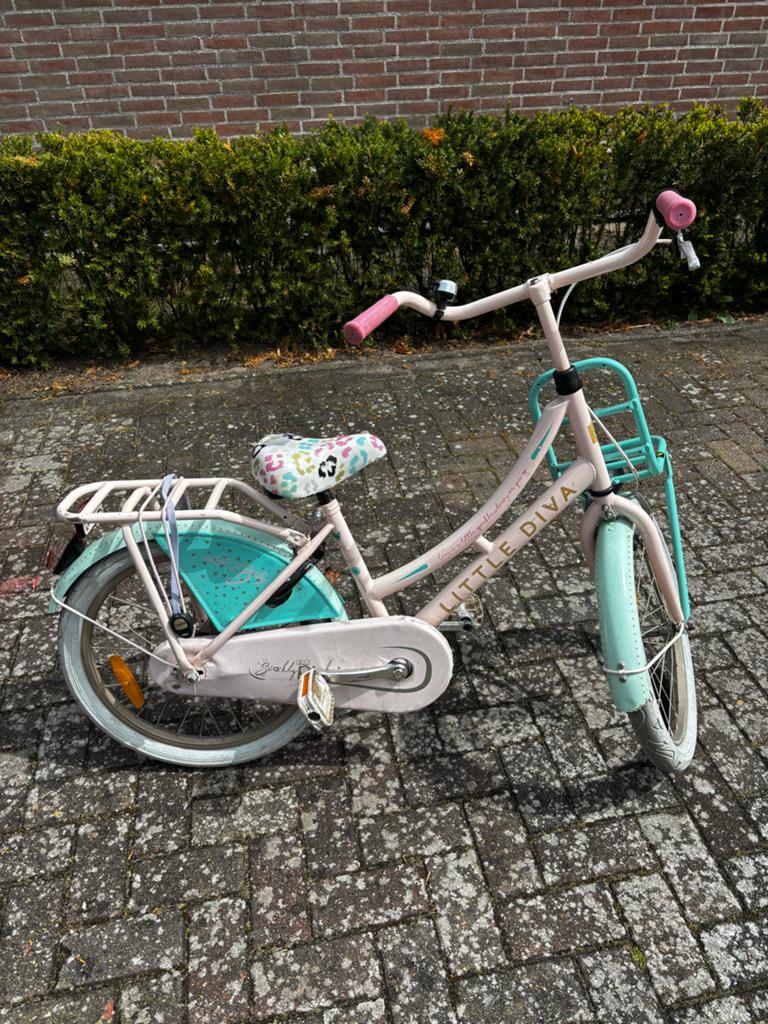 Little Diva kinderfiets 20 inch - Roze/Mintgroen, Fietsen en Brommers, Fietsen | Kinderfietsjes, Ophalen, Gebruikt, Terugtraprem