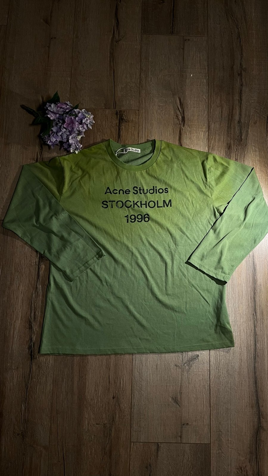 Acne Studios Stockholm 1996 Groen Ombre Lange Mouwen T-shirt, Ophalen of Verzenden, Zo goed als nieuw, Overige maten, Groen
