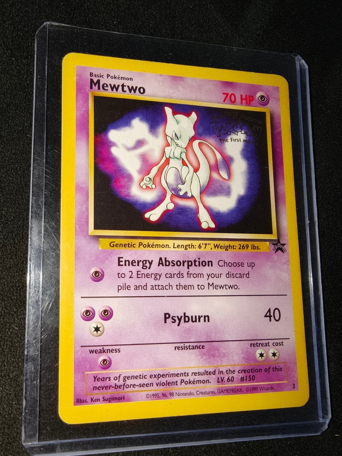 Mewtwo Pokémon The First Movie Promo Kaart 70 HP, Ophalen of Verzenden, Gebruikt, Losse kaart
