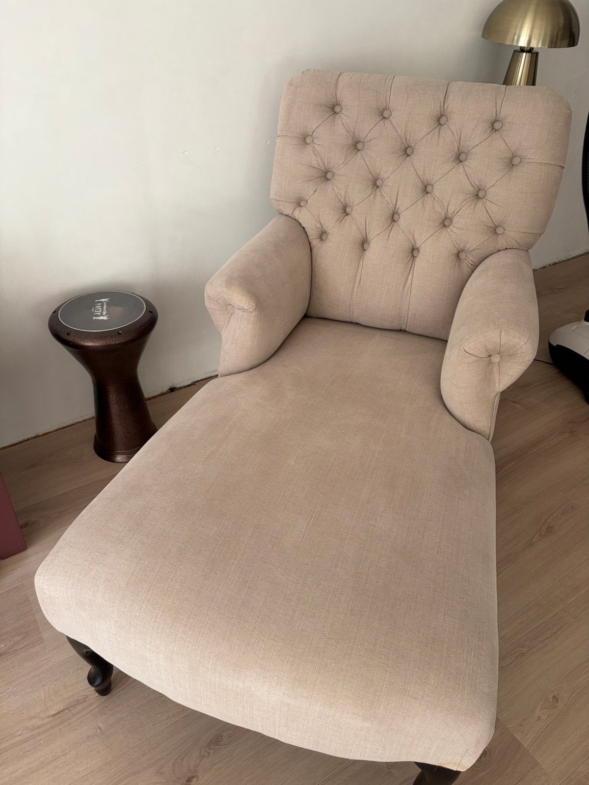 beige chaise longue, Huis en Inrichting, Fauteuils, Ophalen, Zo goed als nieuw