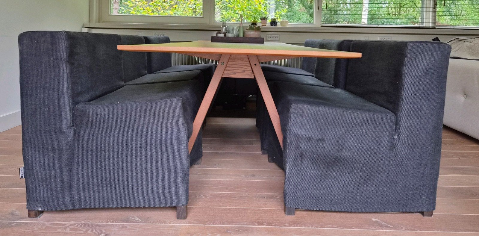 Set van 6 design Linteloo DWI eetkamerstoelen 66cm breed, Ophalen, Hout, Zo goed als nieuw, Modern, Tijdloos