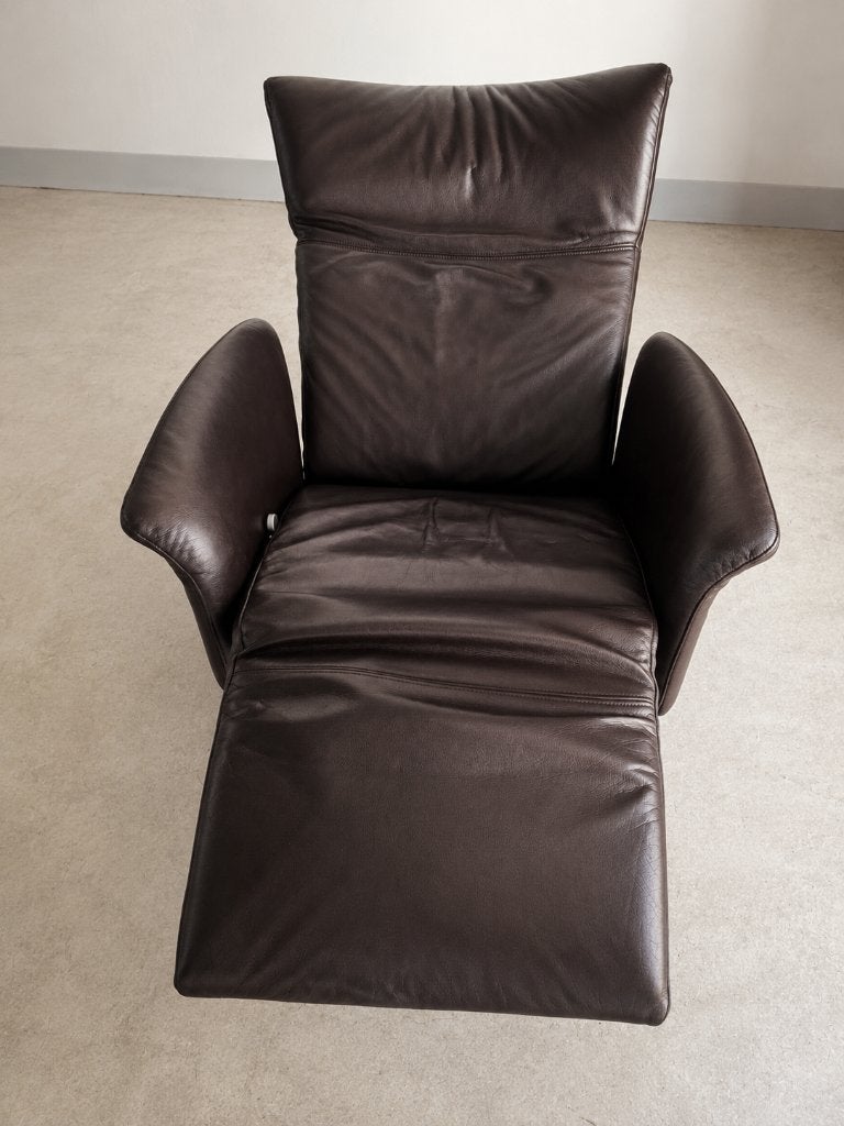 Lederen Rolf Benz Relaxfauteuil - Bruin, Draaibaar, Gebruikt, Leer, Ophalen of Verzenden, 75 tot 100 cm