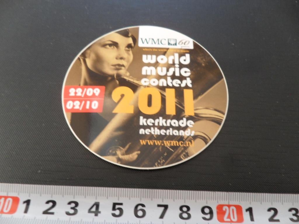 sticker WMC 60 years 2011 kerkrade world music contest, Verzamelen, Ophalen, Zo goed als nieuw