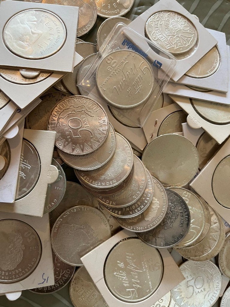 50 gulden munten. 75 stuks. Nederlandse zilveren munten, Postzegels en Munten, Ophalen of Verzenden, Koningin Beatrix, 50 gulden