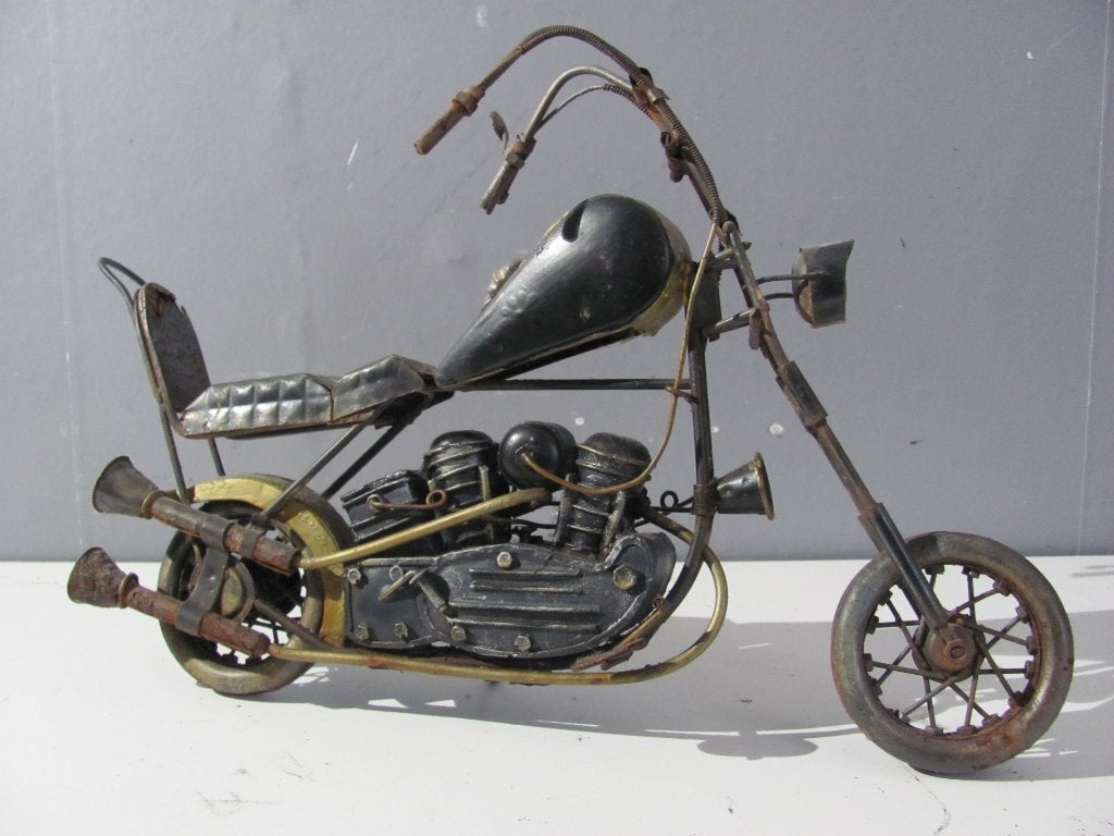 Scrapmetal chopper 35cm x 23cm, Antiek en Kunst, Meerkleurig, Object, Handgemaakt, Metaal
