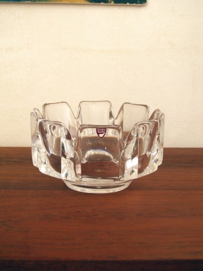 Kristallen schaal design Lars Hellsten 1978 voor Orrefors, Ophalen of Verzenden