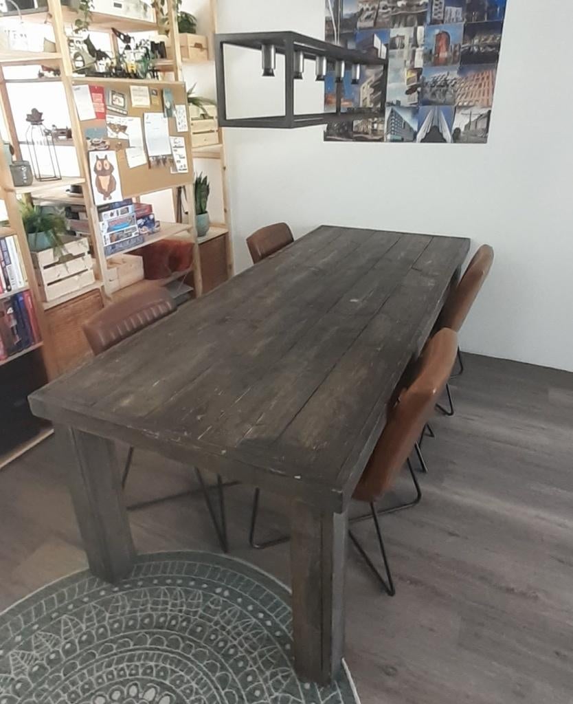 Steiger houten tafel, Ophalen, Gebruikt, 200 cm of meer, 50 tot 100 cm