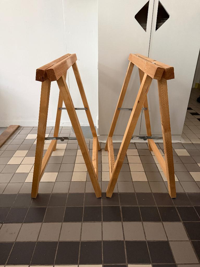 Set houten schragen, zo goed als nieuwe steunen voor tafel, Ophalen, Zo goed als nieuw, Overige typen, Minder dan 2 meter