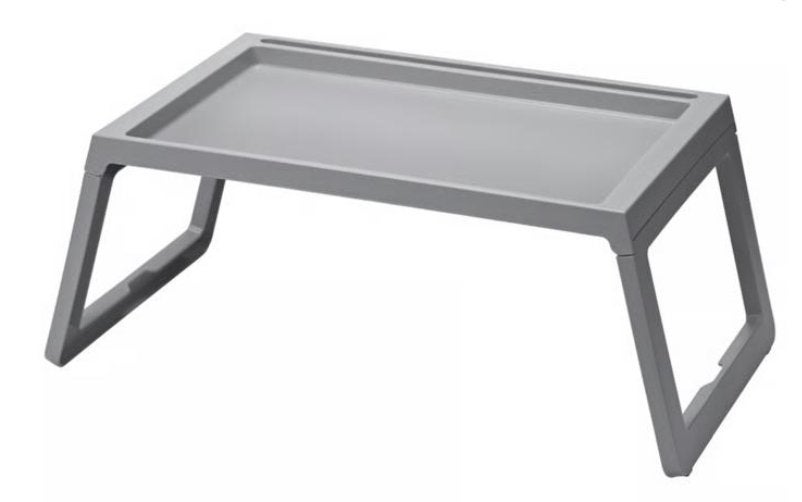 Bedtafel / laptoptafel + vloerkussen en 2 kussens, Ophalen, Gebruikt, Grijs, Kunststof