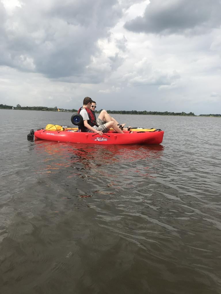 Twee Hobie Mirage Sport trapkano's met trailer van Kalf, Watersport en Boten, Ophalen, Gebruikt, Eén persoon, Met peddels