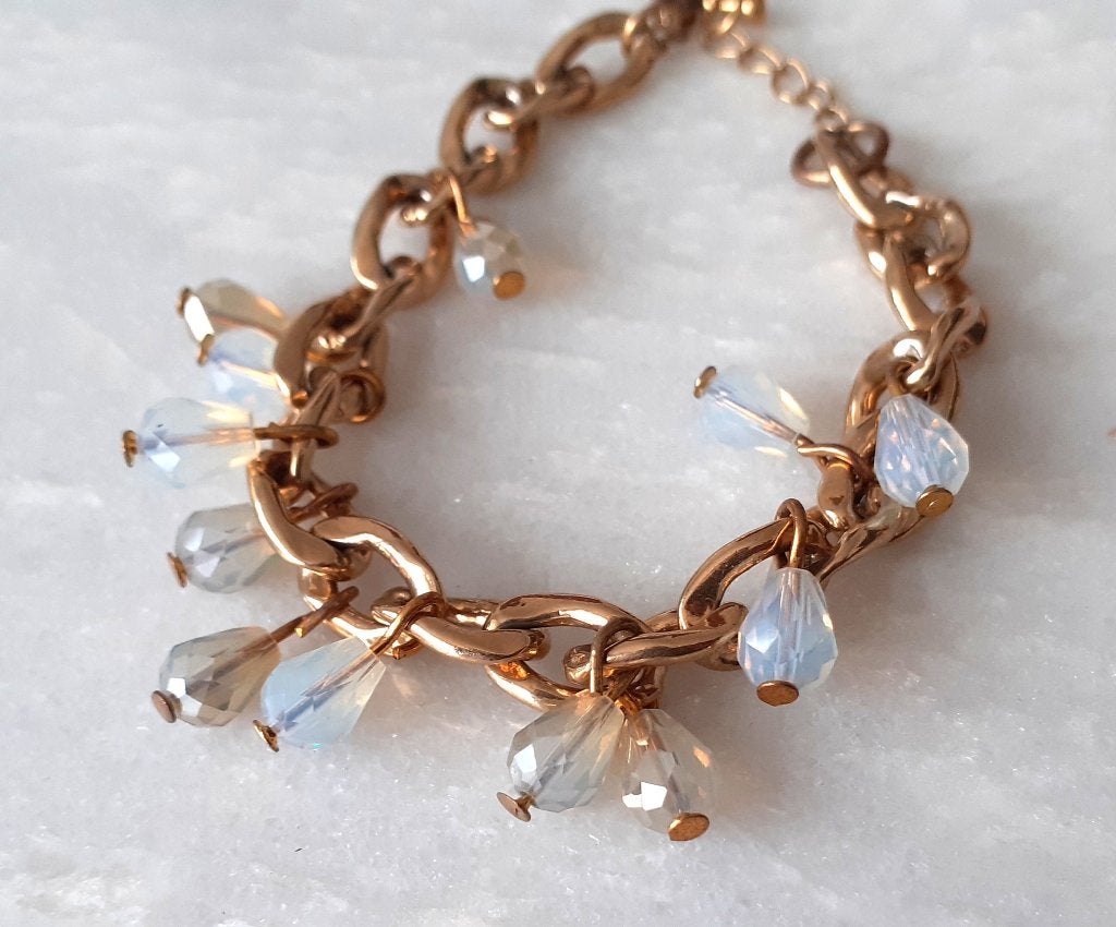 bedelarmband goud met opaliet bedels, Sieraden, Tassen en Uiterlijk, Armbanden, Staal, Nieuw, Ophalen of Verzenden, Met bedels of kralen