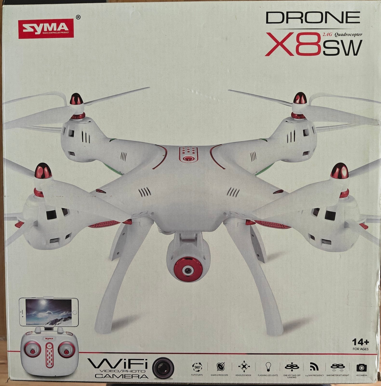 Drone X8SW met extra lader en wifi, Syma, 100 tot 1000 meter, 15 tot 30 minuten, Zo goed als nieuw