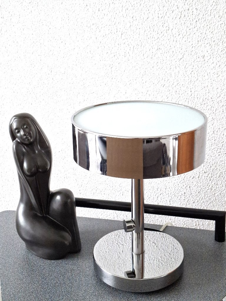 Ikea Stockholm - chroom tafellamp-designer Ola Wihlborg 2017, Huis en Inrichting, Lampen | Tafellampen, Glas, Gebruikt, 32 cm