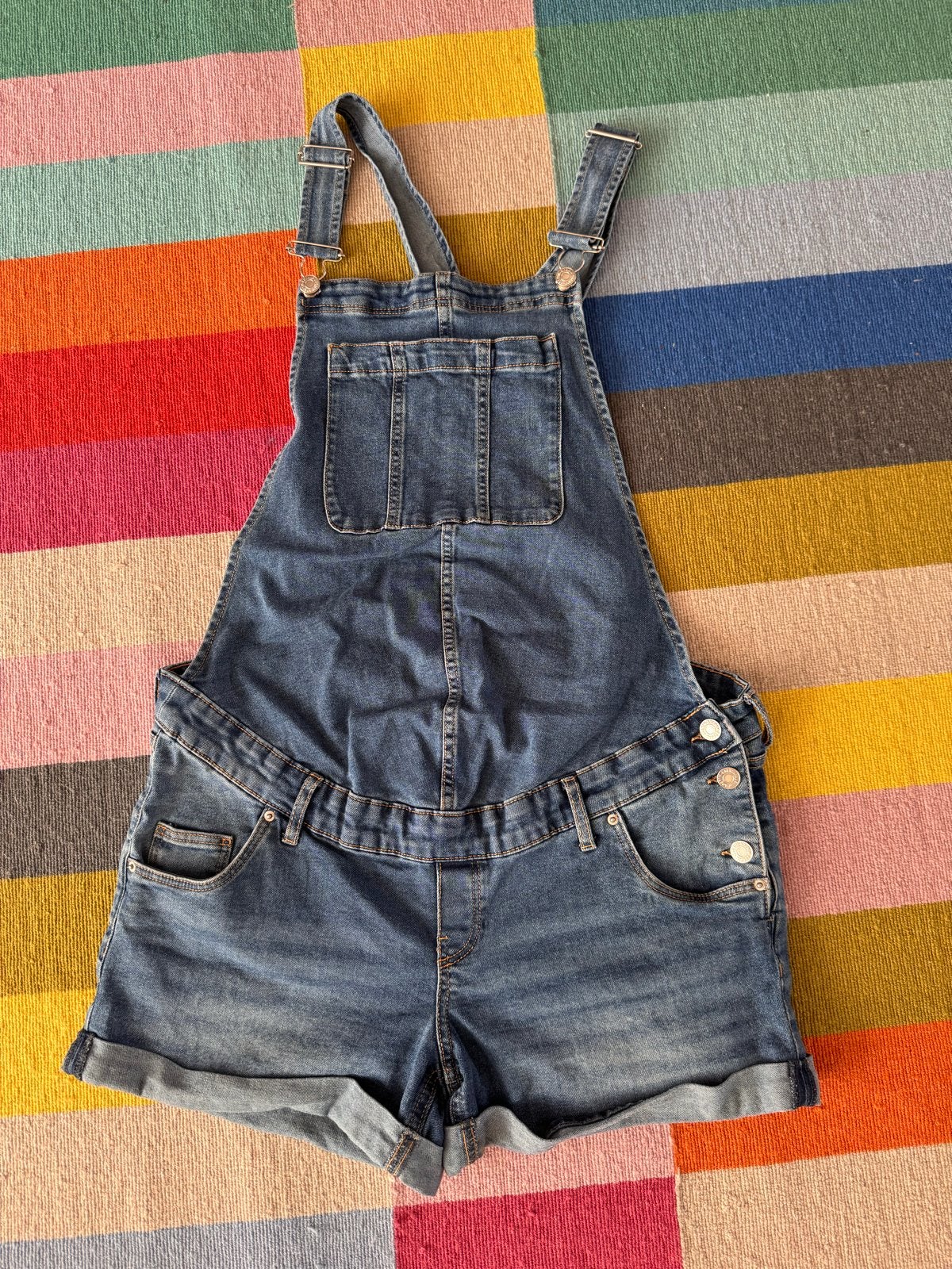 Zwangerschap / Positiekleding Denim tuinbroek short maat L, Maat 38/40 (M), Kort, Blauw, Ophalen of Verzenden