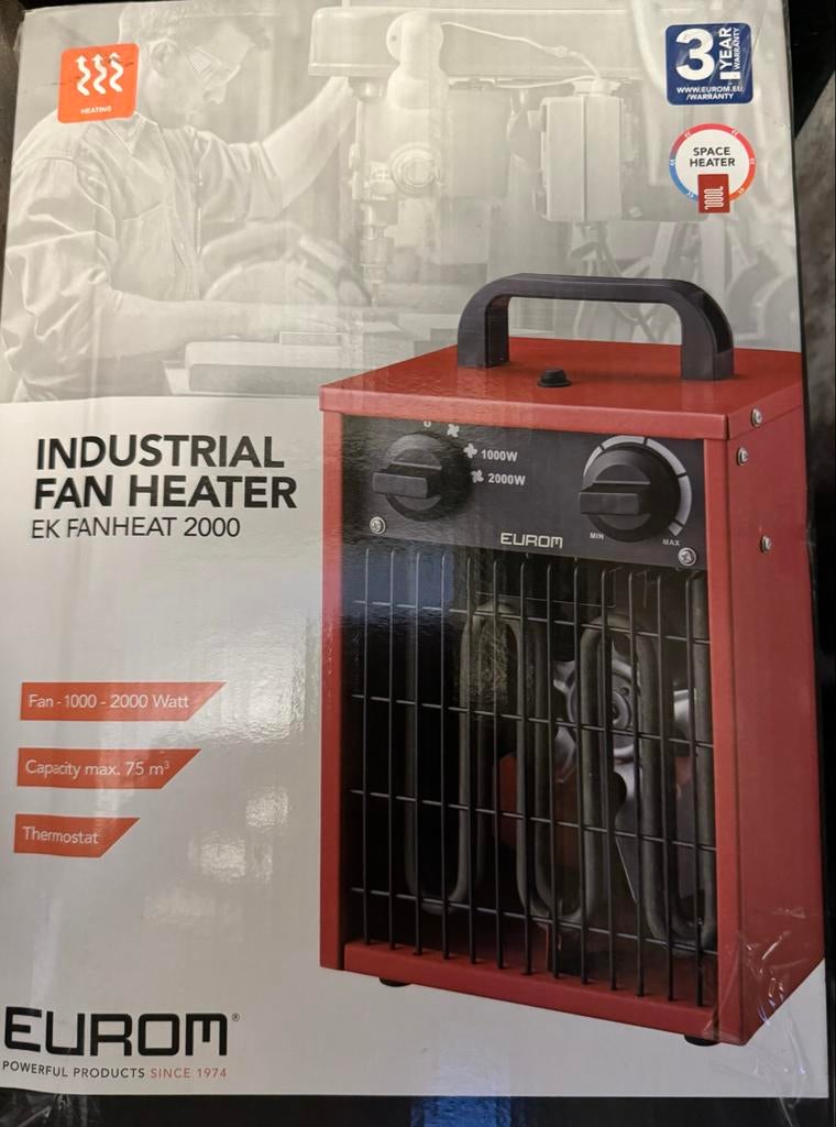 Eurom EK Fanheat 2000 Industriële Ventilator Kachel (3x), Ophalen, 30 tot 80 cm, Kachel, Minder dan 60 cm
