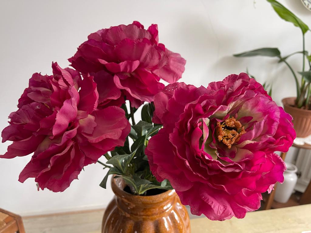 Grote kunstpioenrozen - Realistische bloemen, Binnen, Roze, Kunstbloem, Zijde