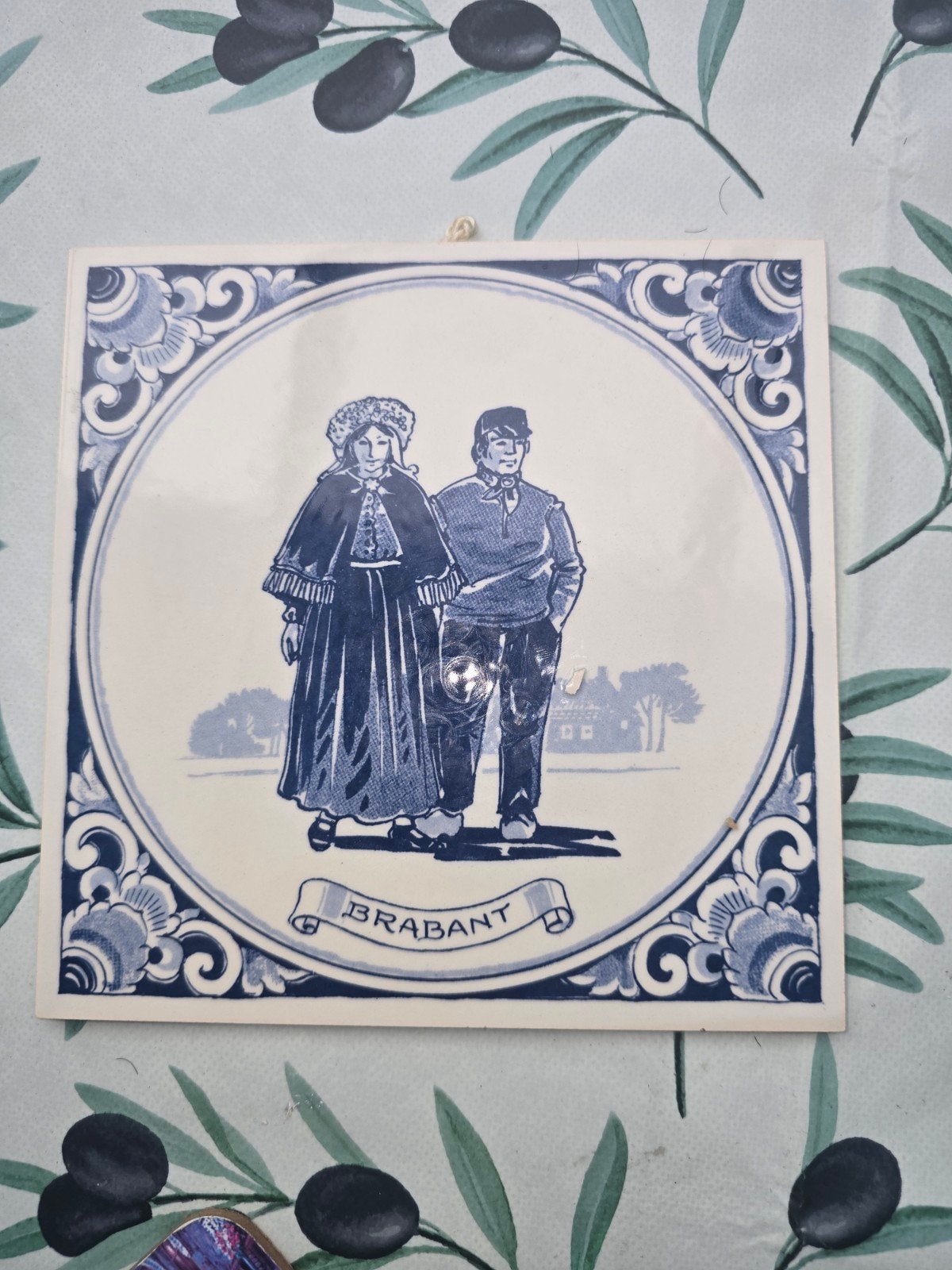 Delfts Blauw Tegel Brabant Klederdracht Handgemaakt, Ophalen of Verzenden