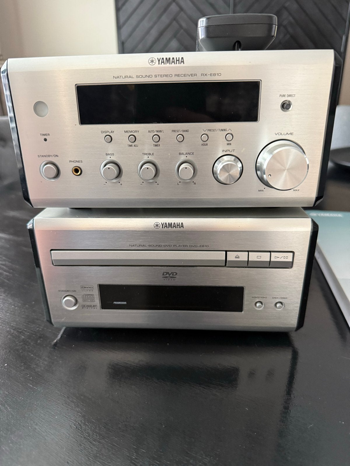 Yamaha RX-E810 receiver (defect) en DVD speler Piano Craft, Ophalen, Yamaha, Niet werkend, 120 watt of meer