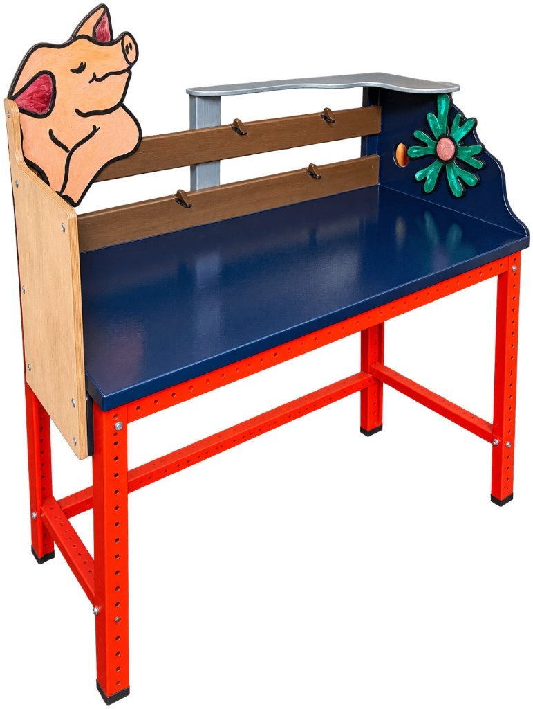 Werkbank met vrolijke decoratie, Ophalen, Gebruikt, 70 tot 120 cm