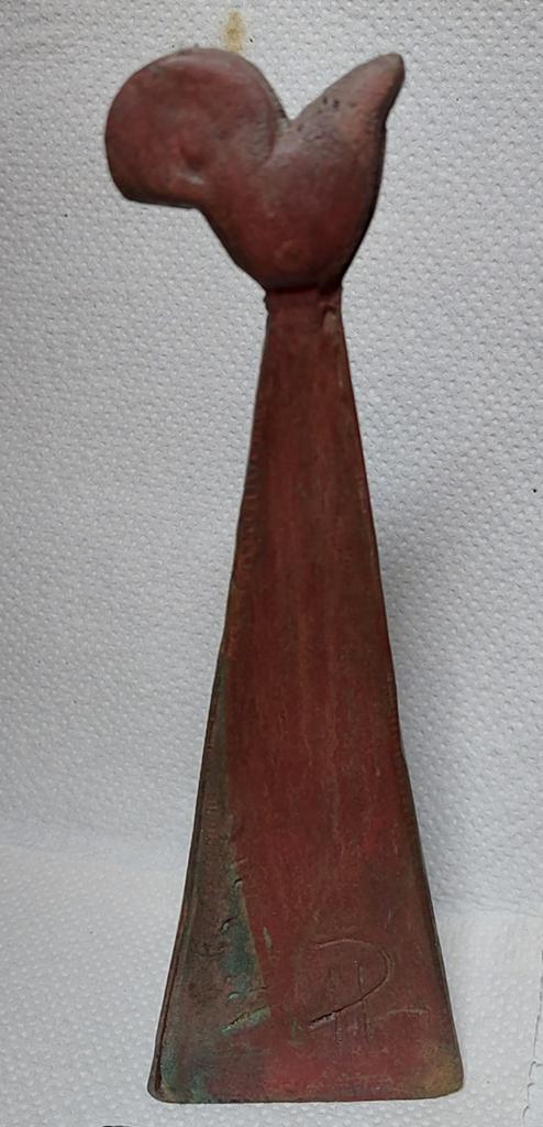 Kunstwerk brons signatuur H P. Kerktoren met haan?, Ophalen of Verzenden