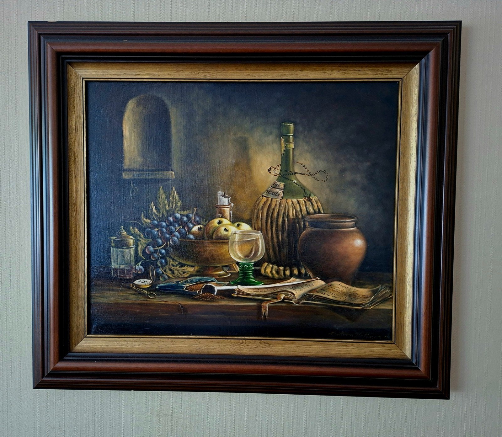 Klassiek schilderij op doek, stilleven  68x 78 cm, Antiek en Kunst, Ophalen