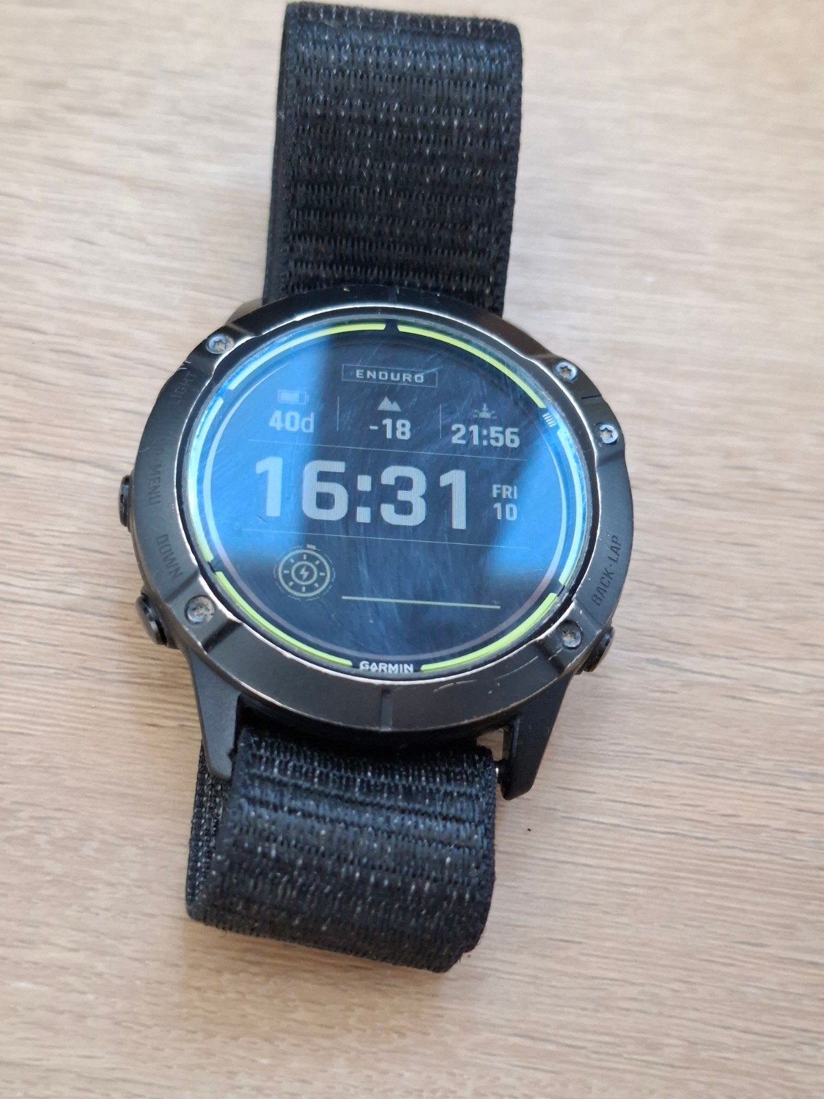 Garmin Enduro 51mm Solar Titanium met Oplader, Gebruikt, Zwart, Garmin, Ophalen of Verzenden