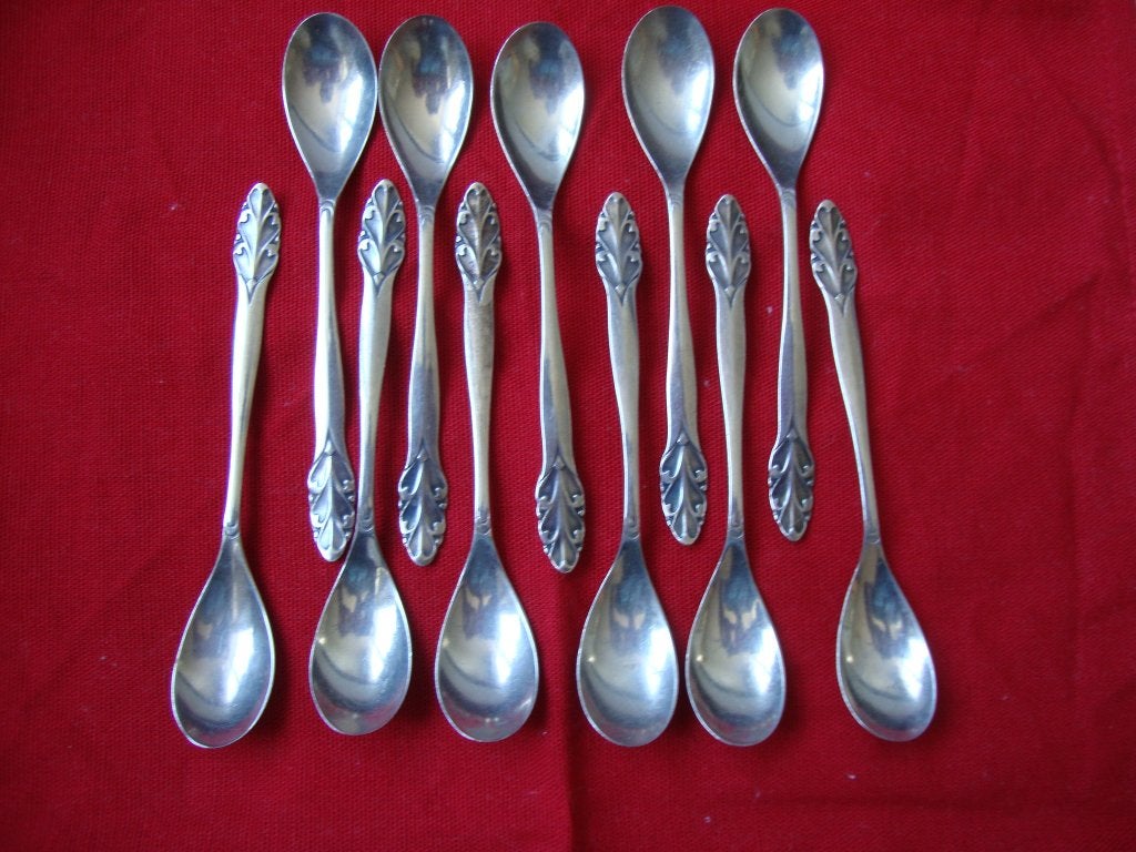 11 zilveren art nouveau, jugendstil  theelepels, gemerkt, Antiek en Kunst, Ophalen of Verzenden, Zilver