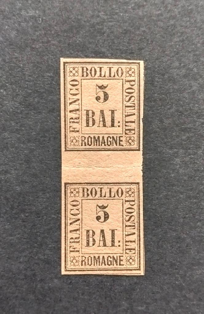 ITALIË - ROMAGNE 1859 verticaal paartje 5 Baj Sa6, Verzenden, Postfris