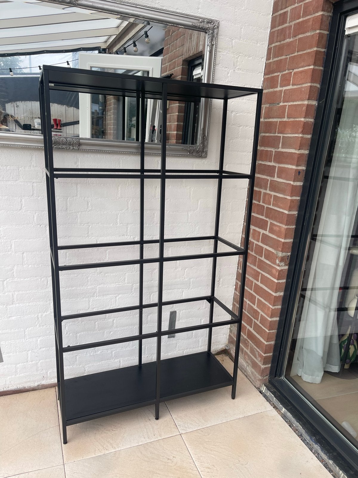 Zwarte Kast met 3 Glazen Planken - 100x175x36 cm, Ophalen, Met plank(en), Gebruikt, 100 tot 150 cm