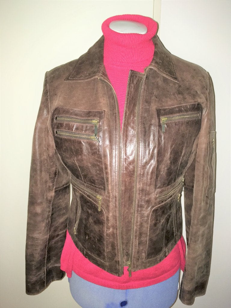 Leren jack/jas - Lanaby's, Kleding | Dames, Jassen | Winter, Gedragen, Maat 38/40 (M), Bruin, Ophalen of Verzenden