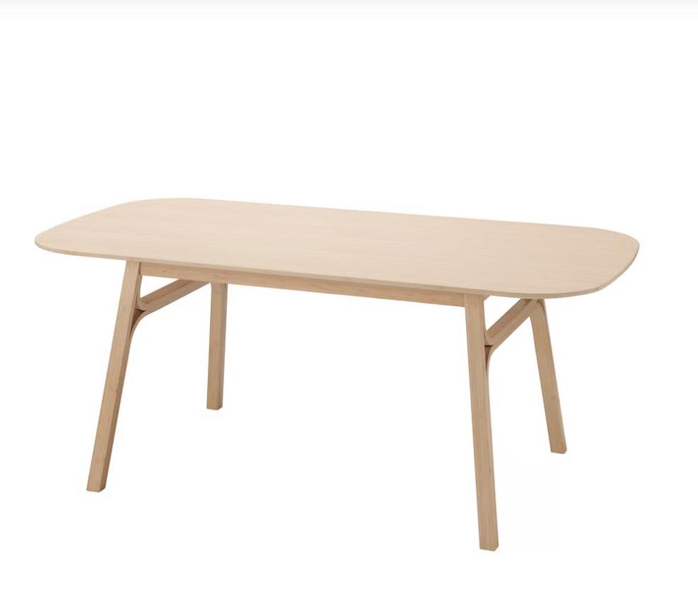 Prachtige bamboe eettafel Ikea met 6 stoelen, Ophalen, Zo goed als nieuw, 4 tot 6 stoelen