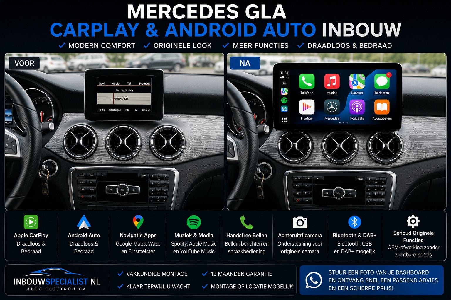 Mercedes GLA CarPlay & Android Auto Inbouw, Ophalen, Nieuw