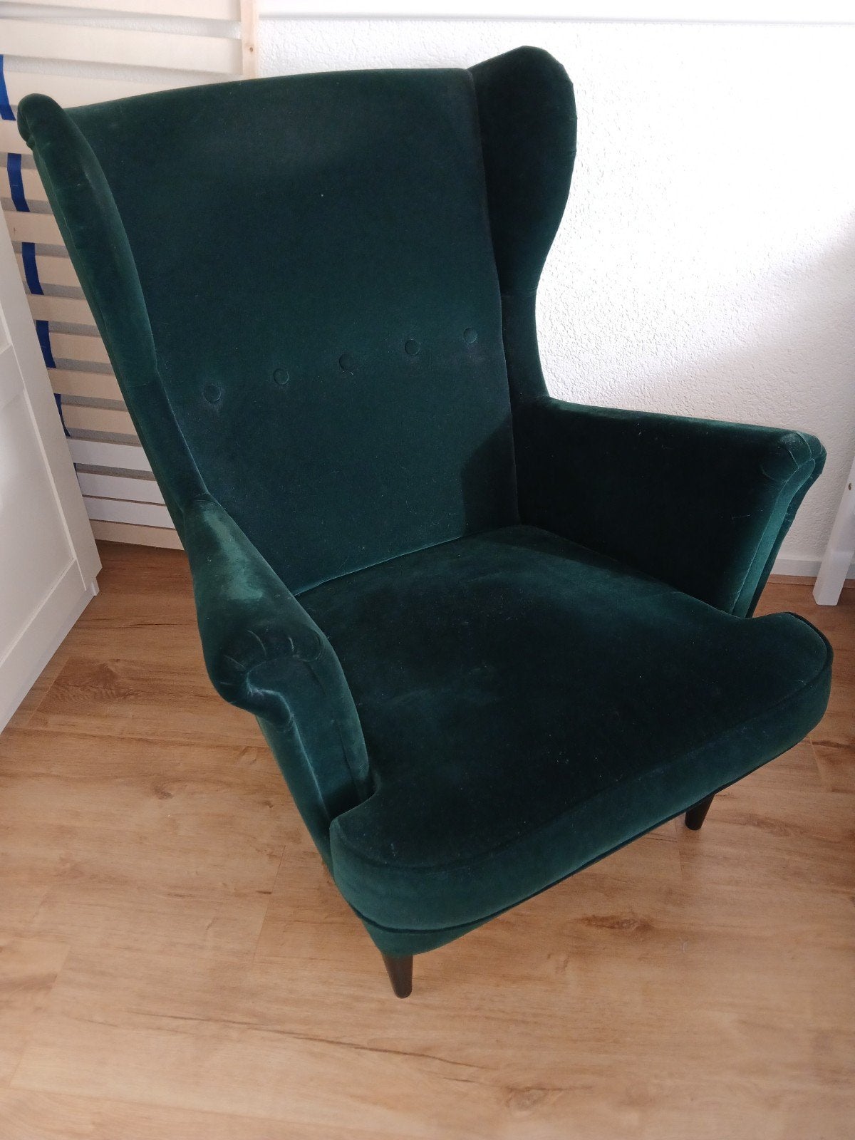donkergroene IKEA strandmon fauteuil, Ophalen, Minder dan 50 cm, Gebruikt, Minder dan 75 cm