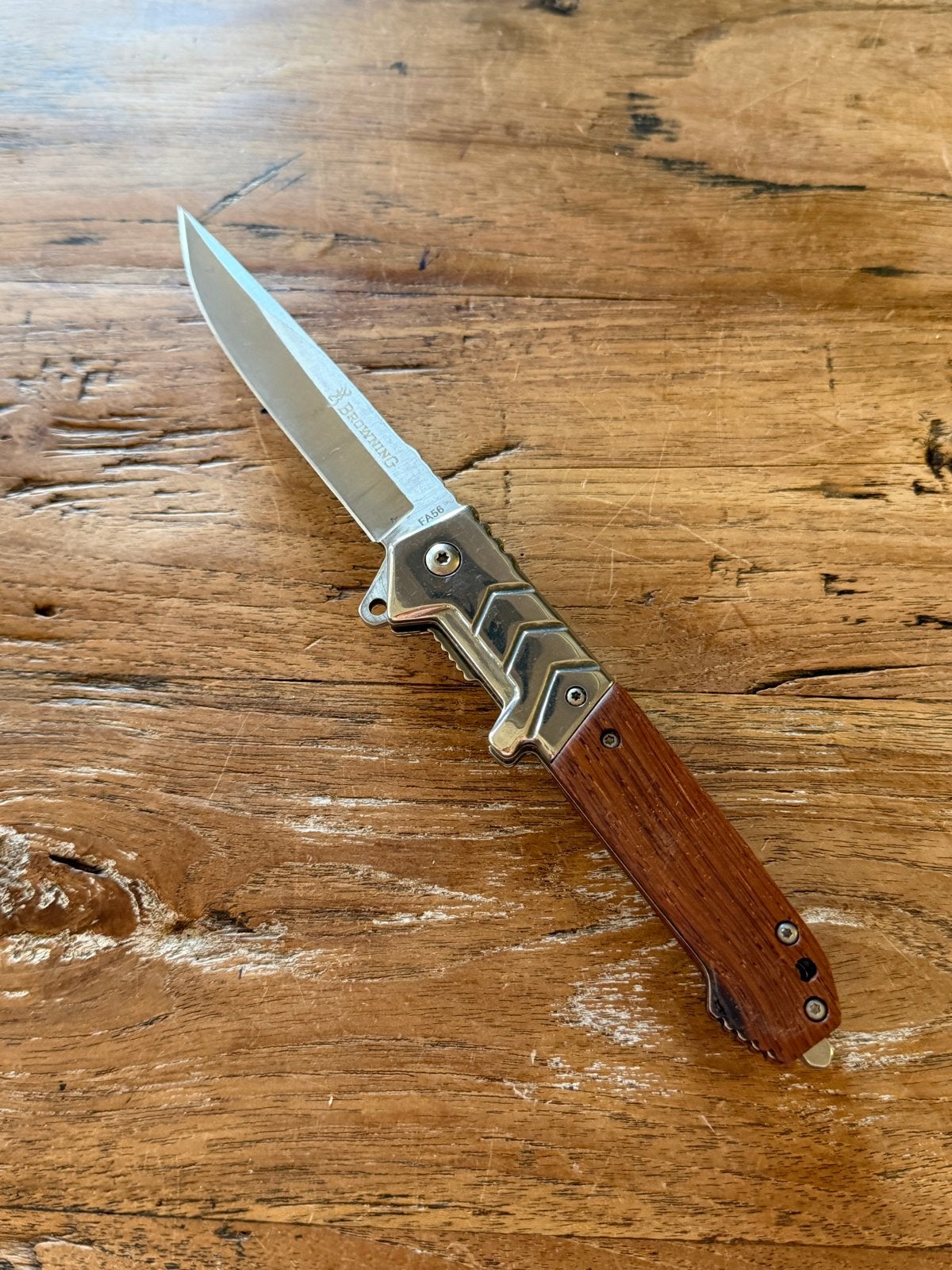 Browning FA56 Zakmes met Houten Handvat, Ophalen of Verzenden, Gebruikt